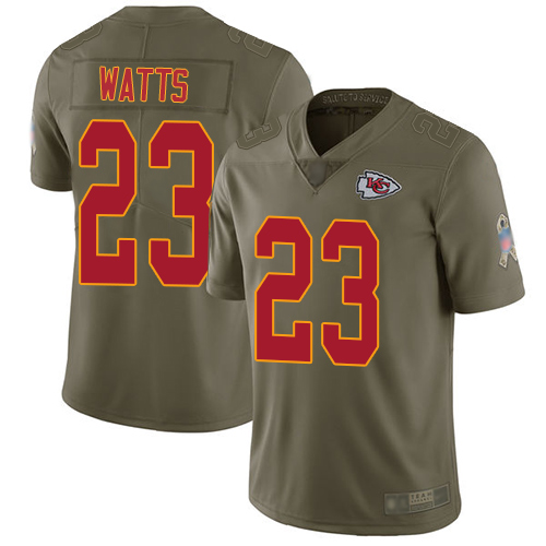 Men Kansas City Chiefs #23 Watts Armani Limited Olive 2017 Salute to Service Football Nike NFL Jersey